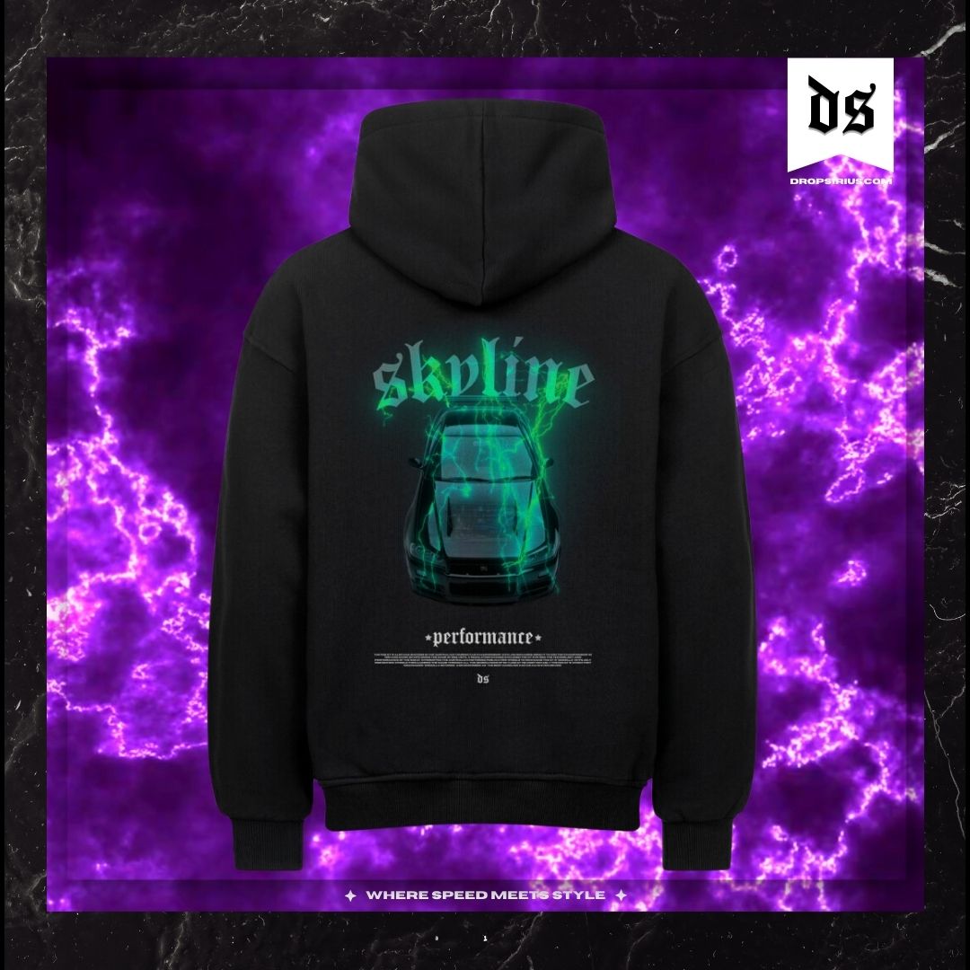 Skyline Performance Hoodie – Neon JDM Oversized Streetwear